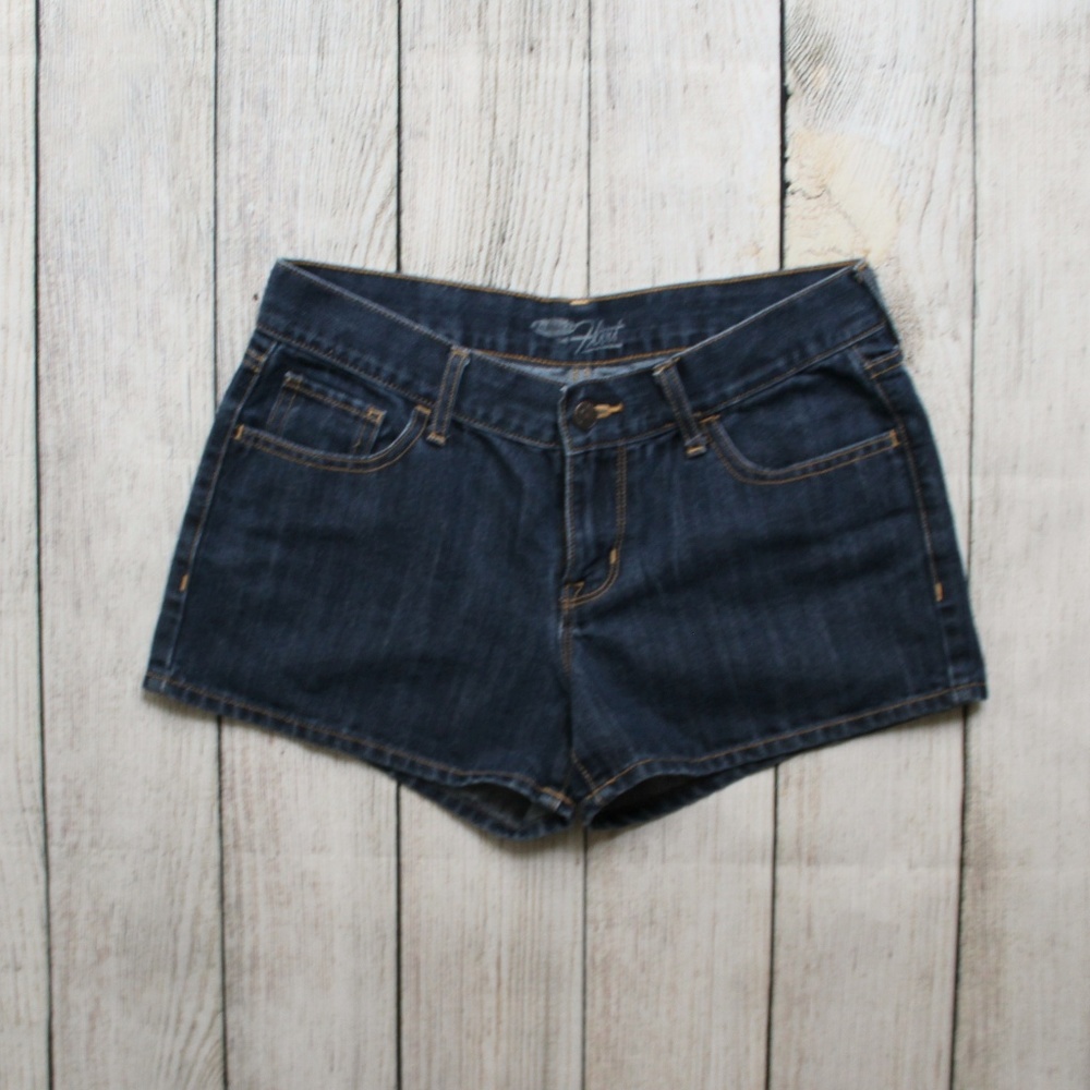 Old Navy Dark Wash Rinse Denim Jean Flirt Shorts 4
